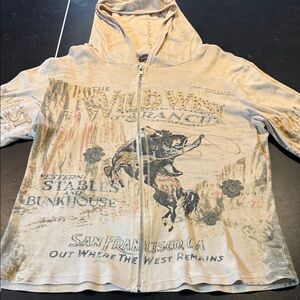FRENCH POSTCARDS PETITE WILD WEST RANCH ZIP HOODIE